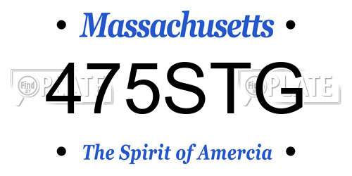 475STG Massachusetts License Plate