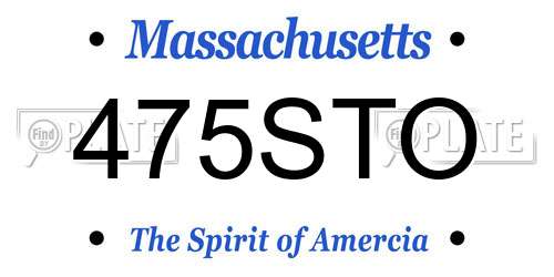 475STO Massachusetts License Plate