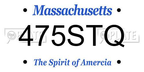 475STQ Massachusetts License Plate