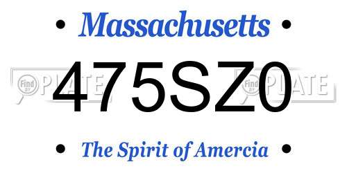 475SZ0 Massachusetts License Plate