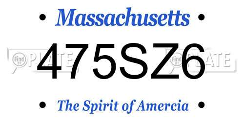 475SZ6 Massachusetts License Plate