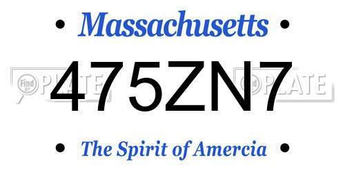 475ZN7 Massachusetts License Plate