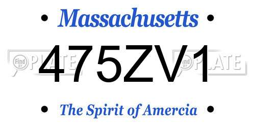 475ZV1 Massachusetts License Plate