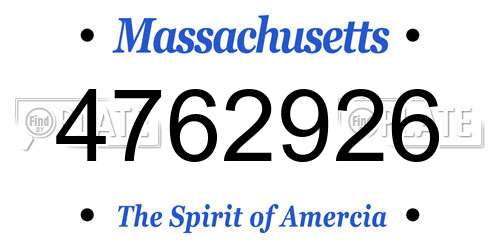 4762926 Massachusetts License Plate