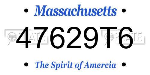 47629T6 Massachusetts License Plate