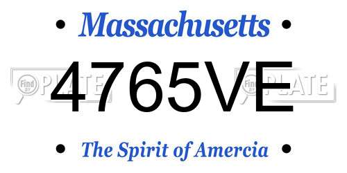 4765VE Massachusetts License Plate