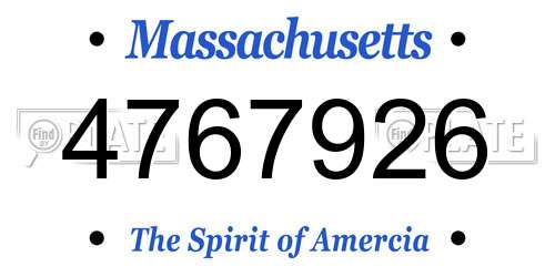 4767926 Massachusetts License Plate