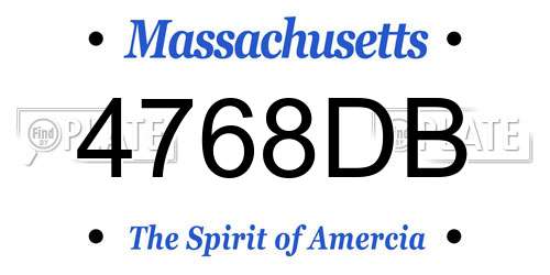 4768DB Massachusetts License Plate