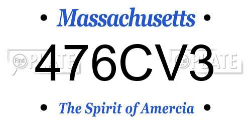 476CV3 Massachusetts License Plate