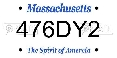 476DY2 Massachusetts License Plate