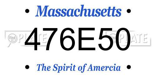 476E50 Massachusetts License Plate