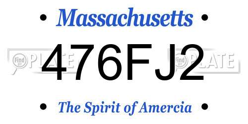 476FJ2 Massachusetts License Plate