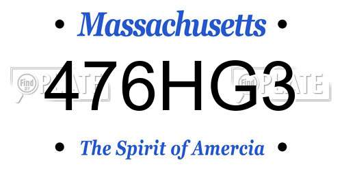 476HG3 Massachusetts License Plate