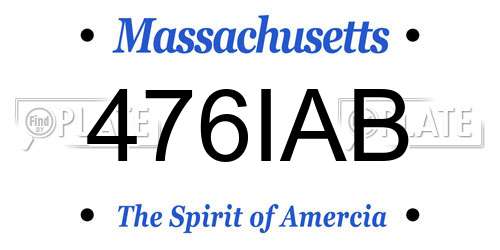 476IAB Massachusetts License Plate
