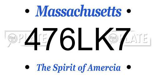 476LK7 Massachusetts License Plate