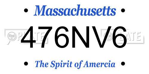 476NV6 Massachusetts License Plate