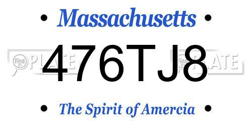 476TJ8 Massachusetts License Plate