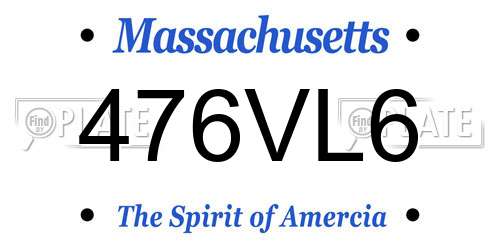 476VL6 Massachusetts License Plate