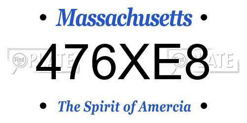 476XE8 Massachusetts License Plate
