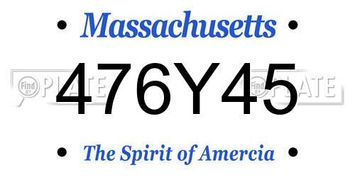 476Y45 Massachusetts License Plate