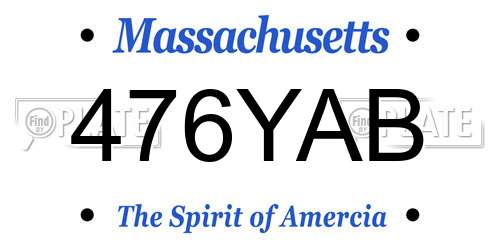 476YAB Massachusetts License Plate