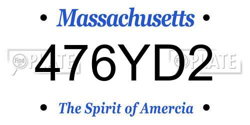 476YD2 Massachusetts License Plate