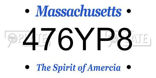476YP8 Massachusetts License Plate