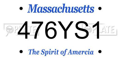 476YS1 Massachusetts License Plate