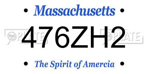 476ZH2 Massachusetts License Plate