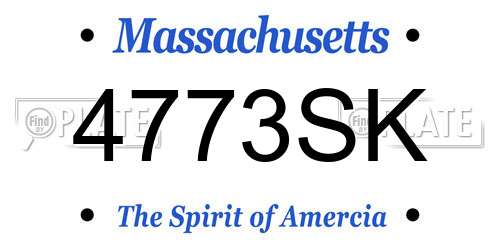 4773SK Massachusetts License Plate