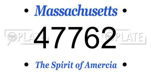 47762 Massachusetts License Plate