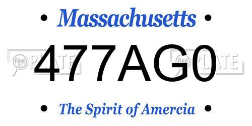 477AG0 Massachusetts License Plate