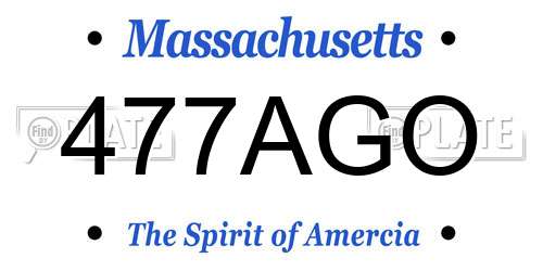 477AGO Massachusetts License Plate