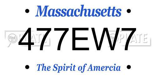 477EW7 Massachusetts License Plate