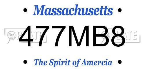 477MB8 Massachusetts License Plate