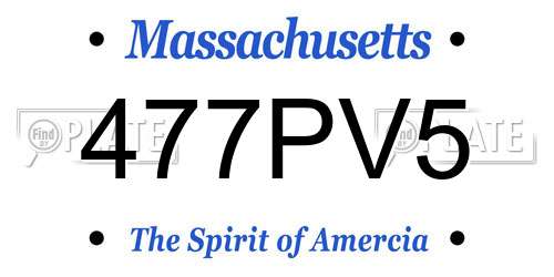 477PV5 Massachusetts License Plate