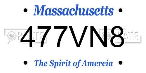477VN8 Massachusetts License Plate