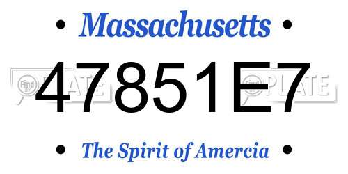 47851E7 Massachusetts License Plate