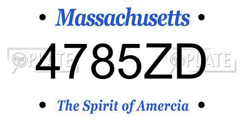 4785ZD Massachusetts License Plate