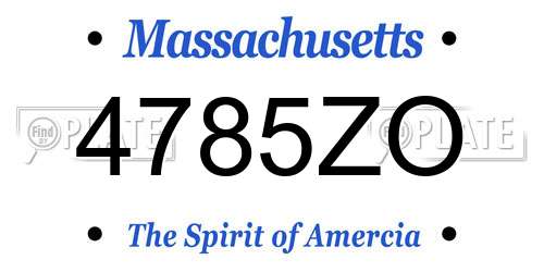 4785ZO Massachusetts License Plate