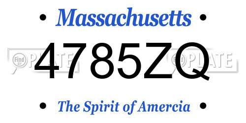 4785ZQ Massachusetts License Plate