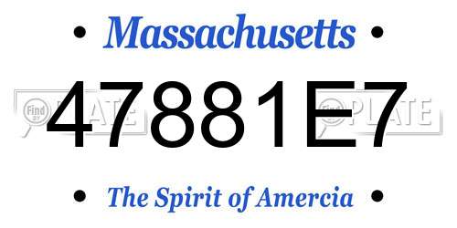 47881E7 Massachusetts License Plate