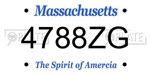 4788ZG Massachusetts License Plate