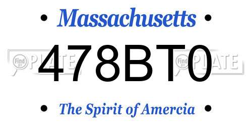 478BT0 Massachusetts License Plate