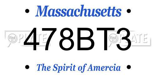 478BT3 Massachusetts License Plate