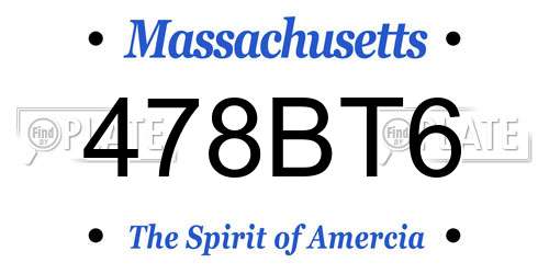 478BT6 Massachusetts License Plate