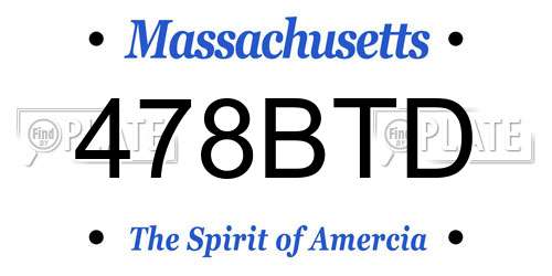 478BTD Massachusetts License Plate