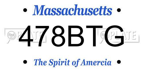 478BTG Massachusetts License Plate