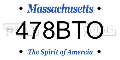 478BTO Massachusetts License Plate