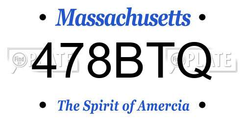 478BTQ Massachusetts License Plate